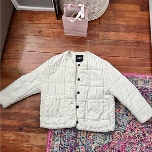 Zara Off-White Quilted Puffer Jacket